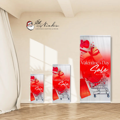 Valentine’s Day Sale pole banner shown in multiple size options