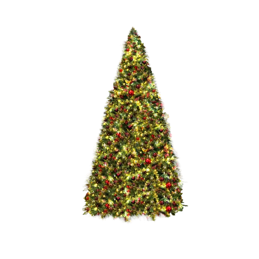 Decorated Christmas tree with lights and ornaments 