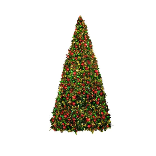 20FT Giant Artificial Pre decorated Red/Green/Gold Ornaments with Warm/Cool White 5MM Twinkle Frame Trees