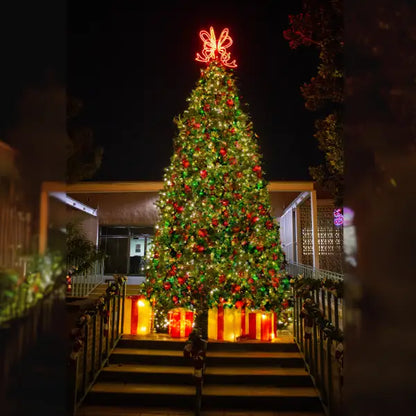 20FT Giant Artificial Pre decorated Red/Green/Gold Ornaments with Warm/Cool White 5MM Twinkle Frame Trees