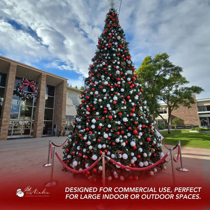 20FT Giant Pre-decorated Red/White/Silver Ornaments with Warm White 5MM Twinkle - Frame Trees