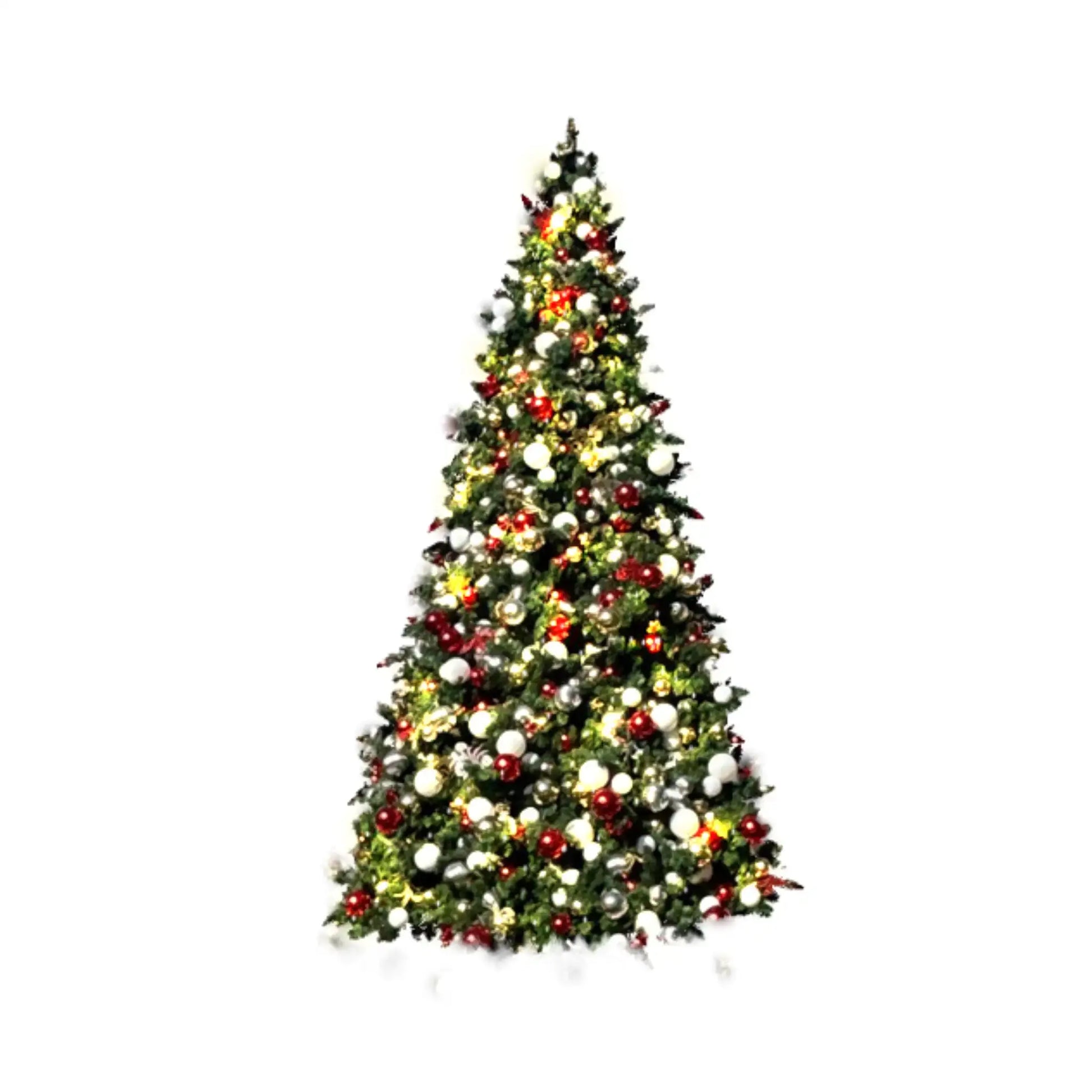 20FT Giant Pre-decorated Red/White/Silver Ornaments with Warm White 5MM Twinkle - Frame Trees
