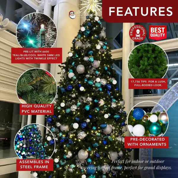 Decorated Christmas tree with features highlighted 