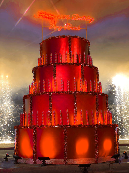 20ft-red-birthday-cake-decor-stand-with-candles-st-nicks-CA
