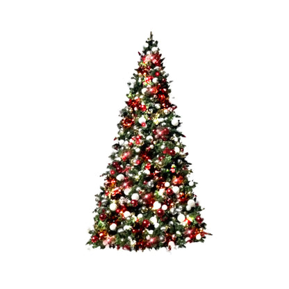 20FT Giant Pre-decorated Red/White/Silver Ornaments with Red and Cool White 5MM Twinkle - Frame Trees