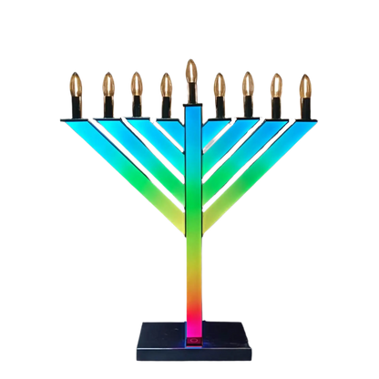 Colorful Menorah with rainbow gradient 