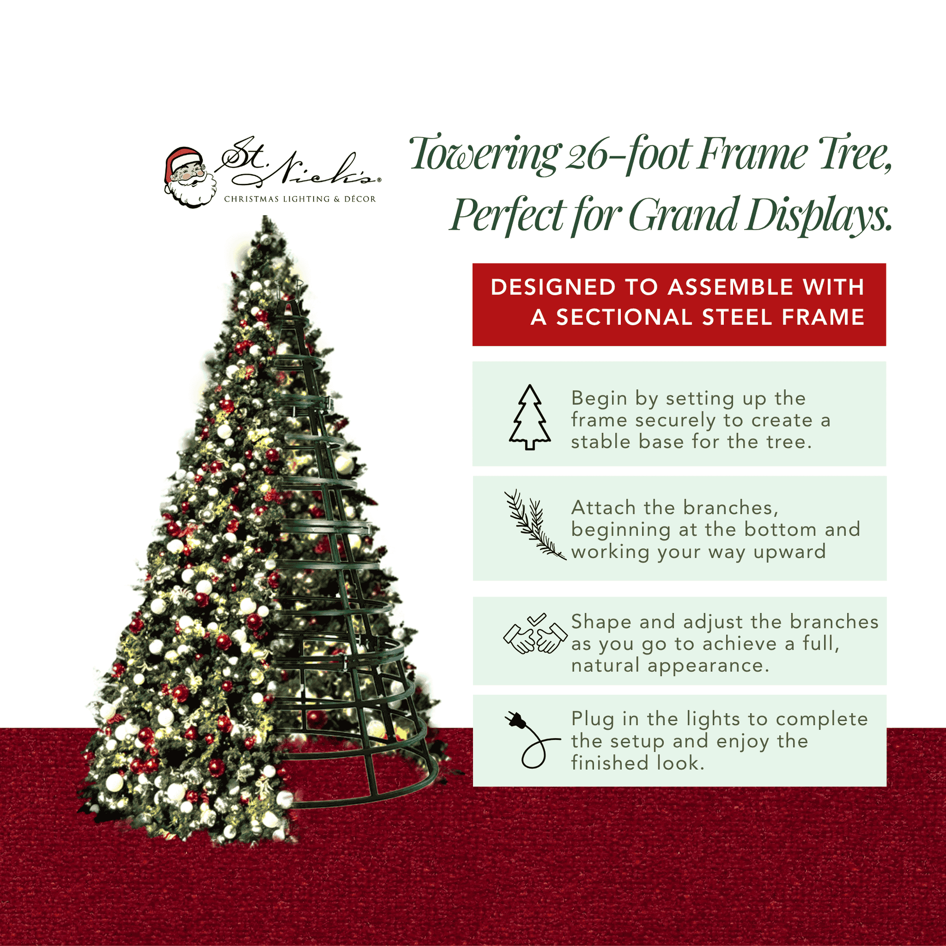26-foot frame Christmas tree with assembly instructions 