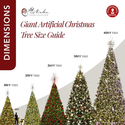 26FT Giant Xmas Tree predecorated lights and red-white-silver Ornaments 