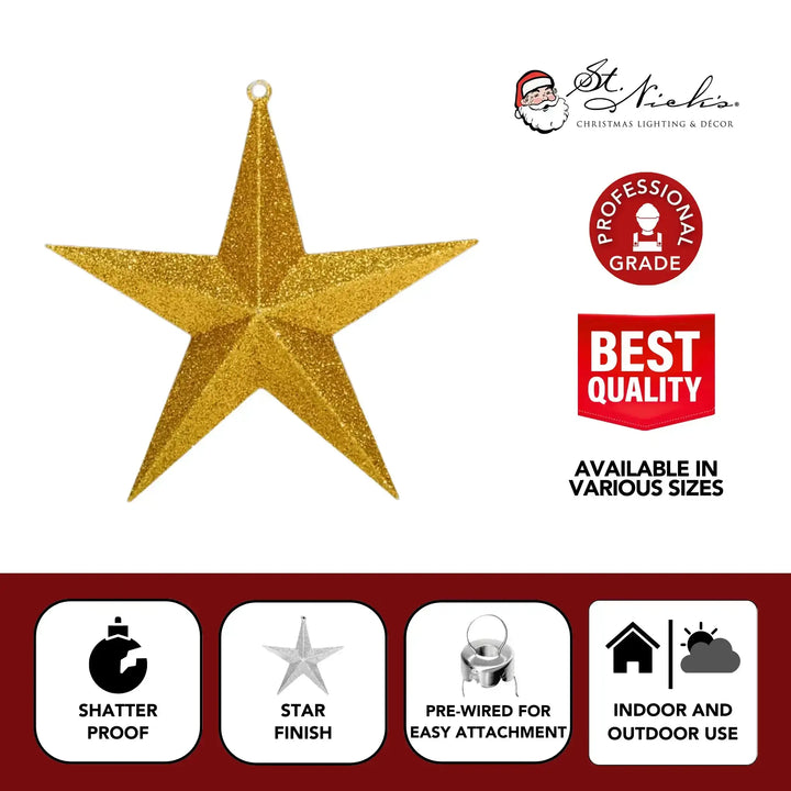 Gold Glitter Star Ornament by St Nicks Christmas Tree Topper – St