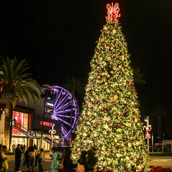 30FT Giant Tree Warm White 5MM Twinkle and Red White Silver Ornaments 