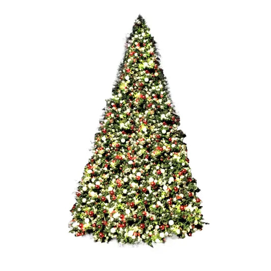 30FT Giant Tree Warm White 5MM Twinkle and Red White Silver Ornaments 