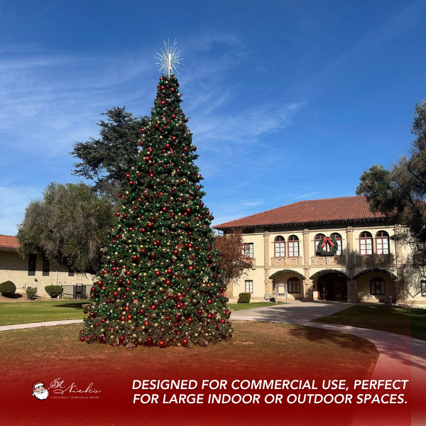 30FT Giant Pre-decorated Warm White/Red/Cool White 5MM Twinkle and Red/Green/Gold Ornaments - Frame Trees