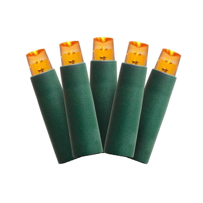 5MM Orange Twinkle LED Mini Lights Green Wire 6 inch spacing