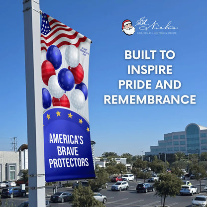 America’s Brave Protectors Veterans Day pole banner inspiring pride and remembrance in public spaces