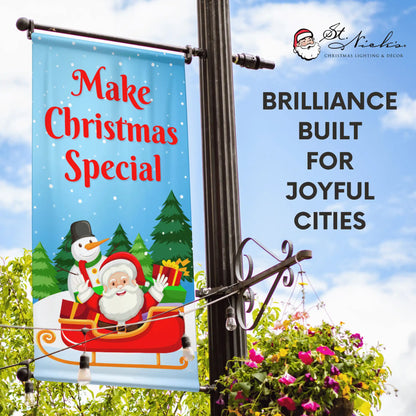 Make Christmas Special Christmas pole banner promoting joyful holiday street décor