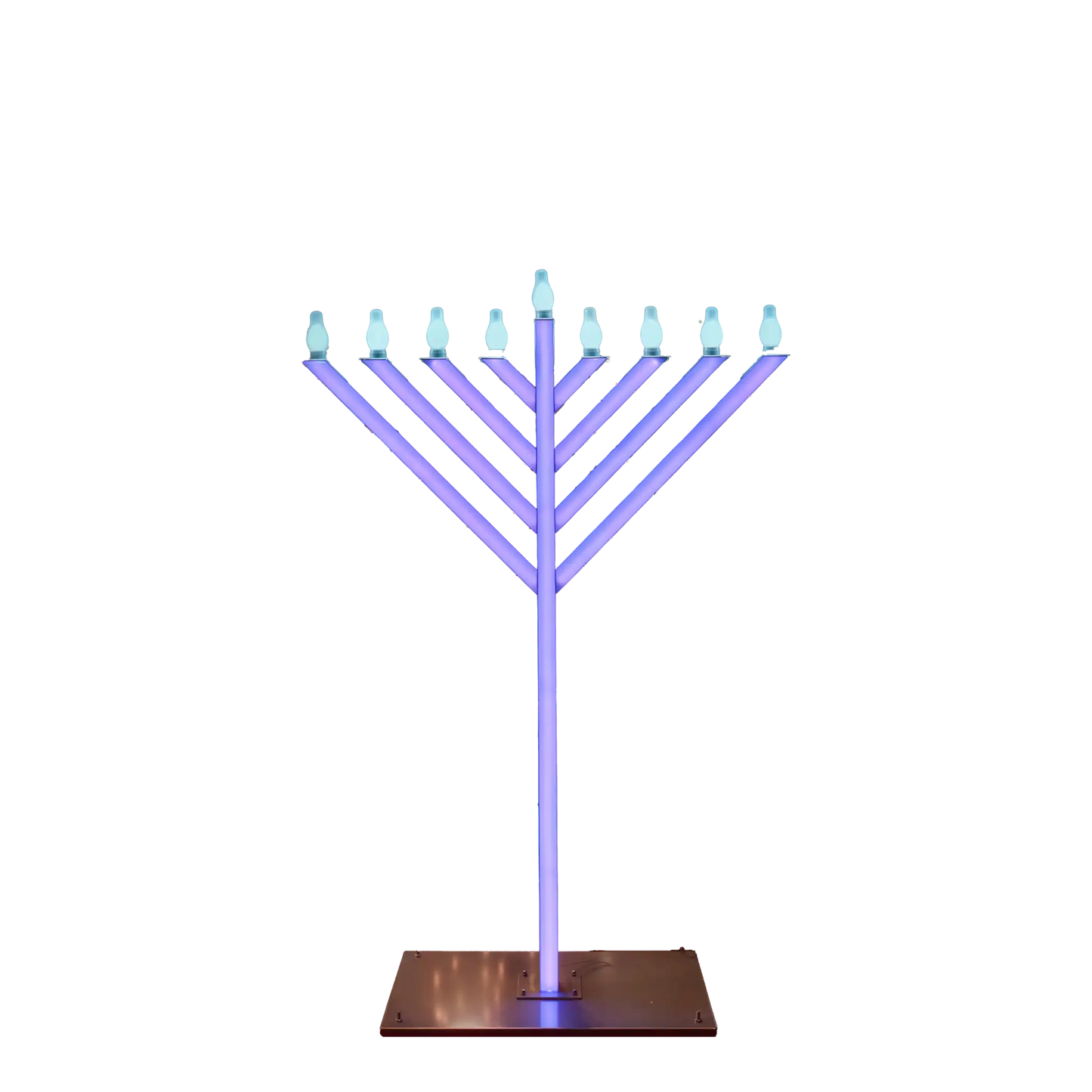 Menorah with purple lighting 