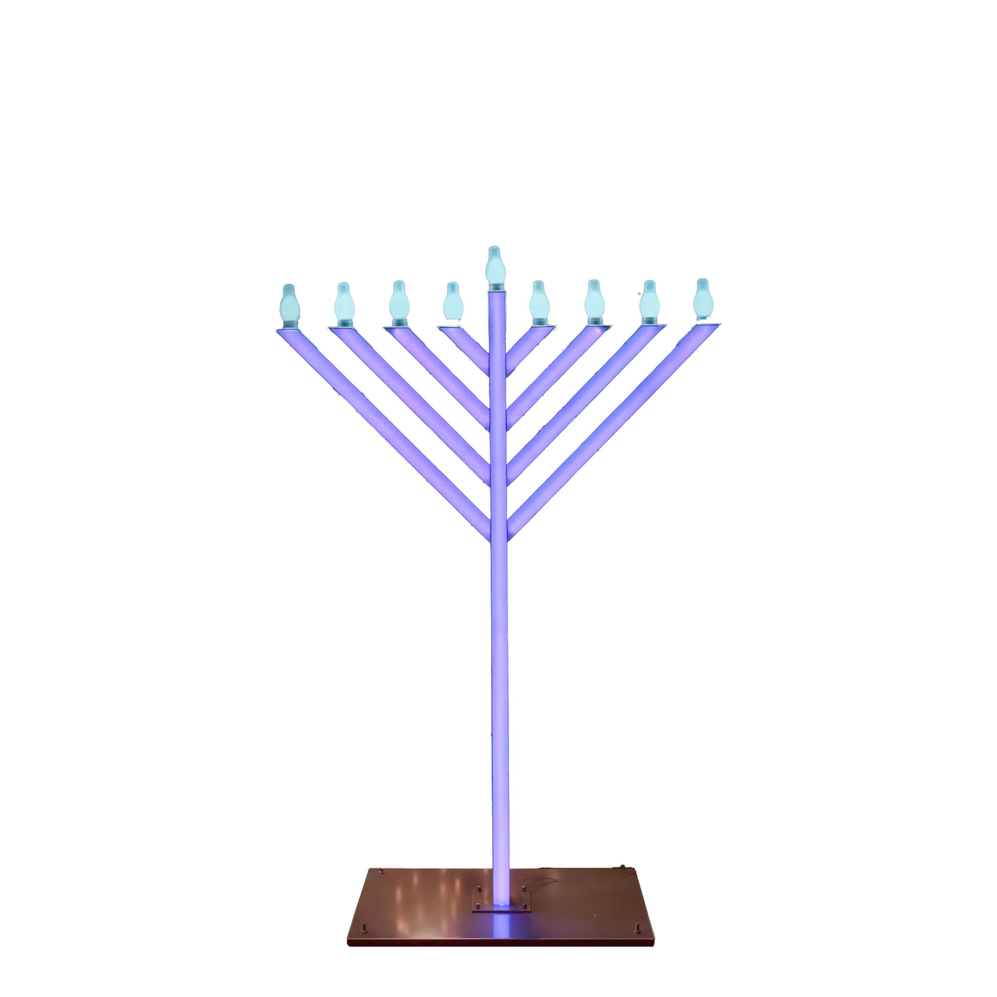 Menorah with purple lighting 
