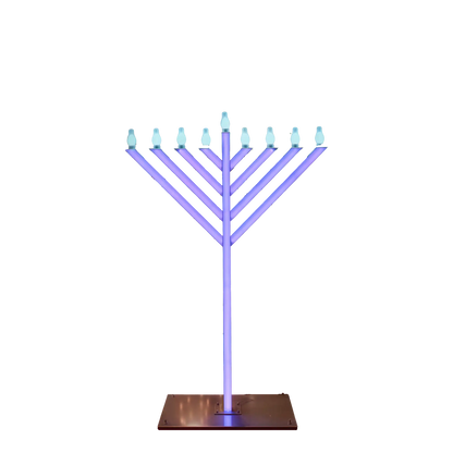 Menorah with purple lighting 