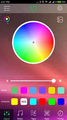 Color wheel and adjustment interface on a smartphone app super lux menorah