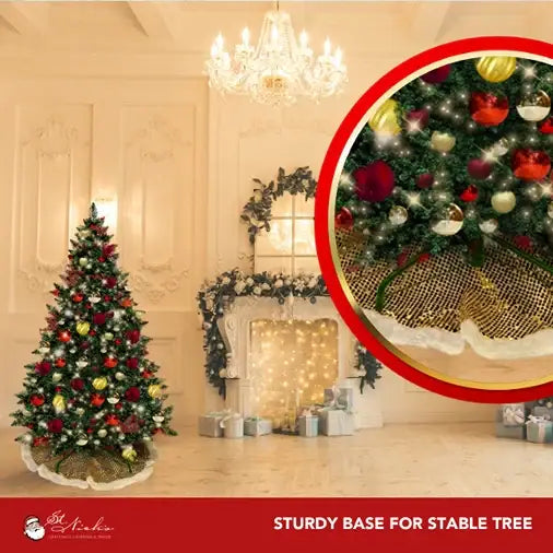 7.5FT-Pre-Decorated-Christmas-Tree-Red-Gold-Burgundy-6
