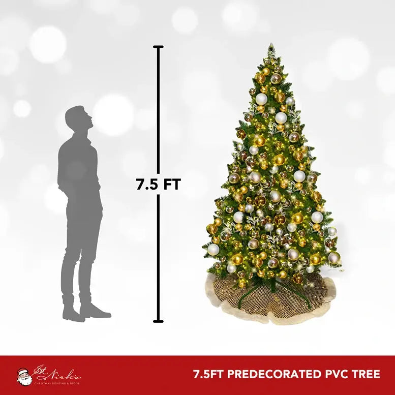 7.5FT-Silver-and-Gold-Predecorated-PVC-Tree-2