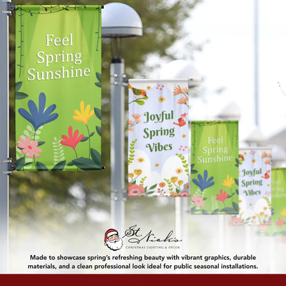 Feel Spring Sunshine spring pole banner shown with coordinating spring banner designs