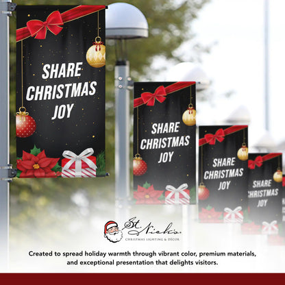 Share Christmas Joy Christmas pole banner displayed alongside complementary holiday banner designs