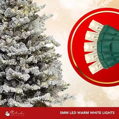 7.5FT-White-Flocked-PVC-Christmas-Tree-5MM-LED-Warm-White-Lights-3