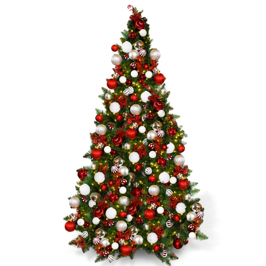 7.5FT-predecorated-tree-with-Lights-Red-Silver-White-Ornament-13