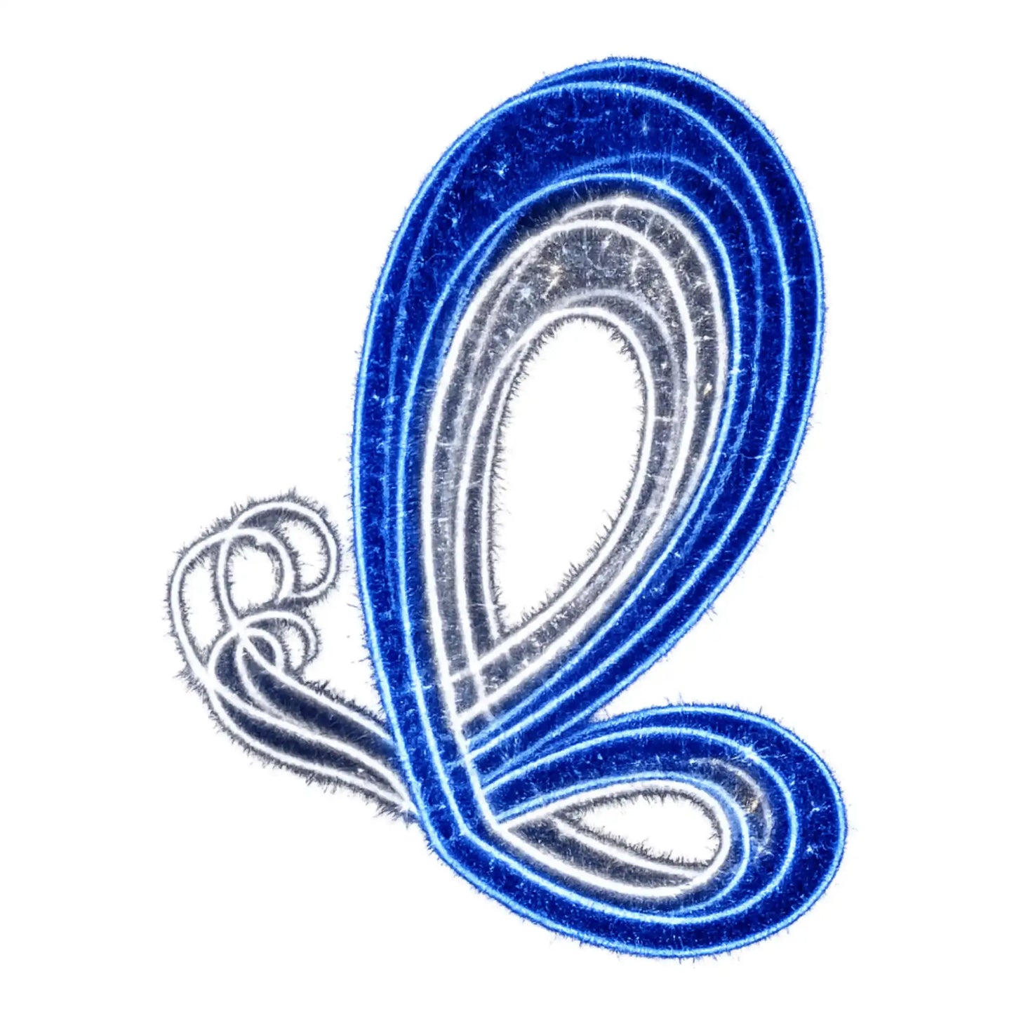 8 foot LED butterfly light sculpture in blue and white featuring illuminated wing design for outdoor spring displays