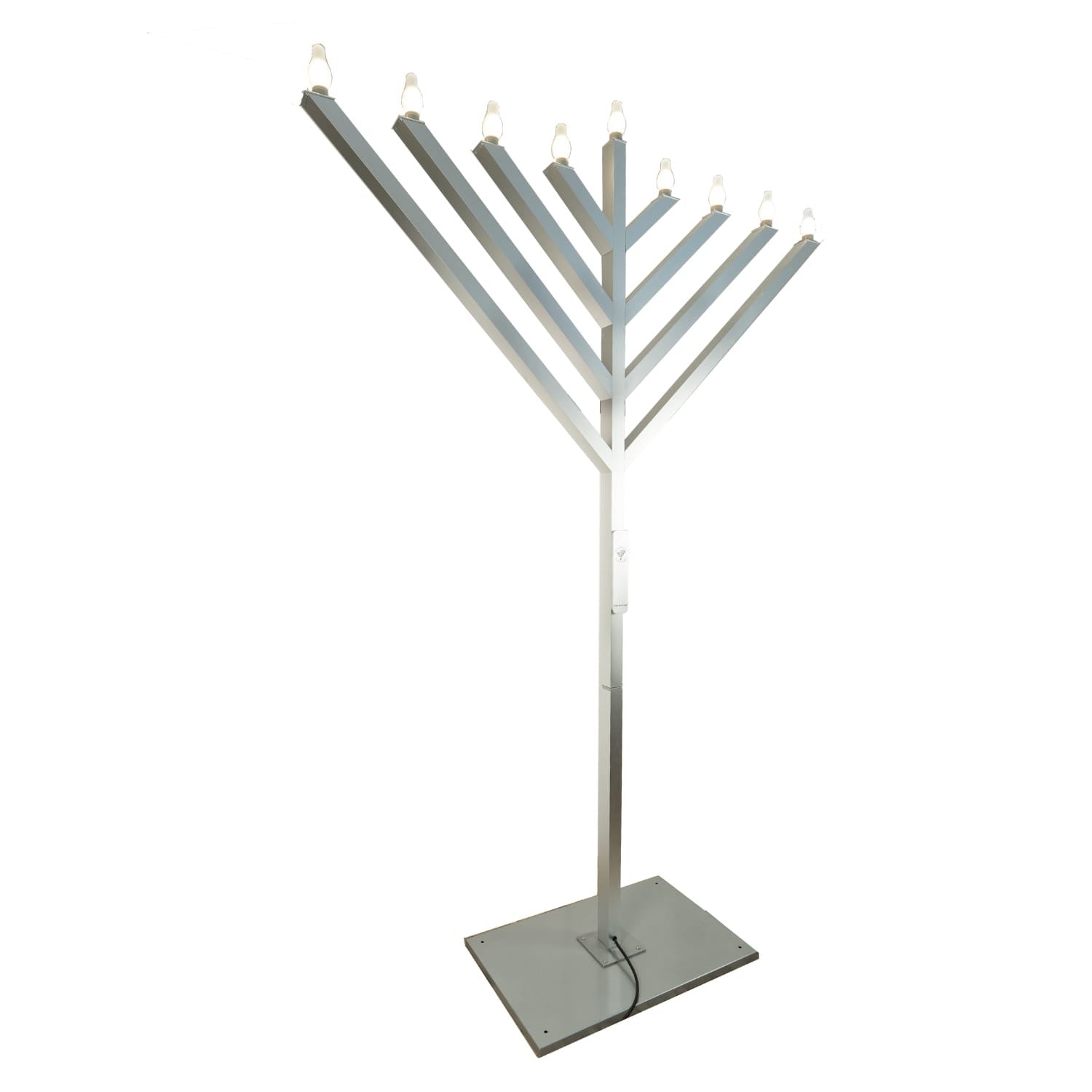 9Ft Silver Metal Menorah with candles 