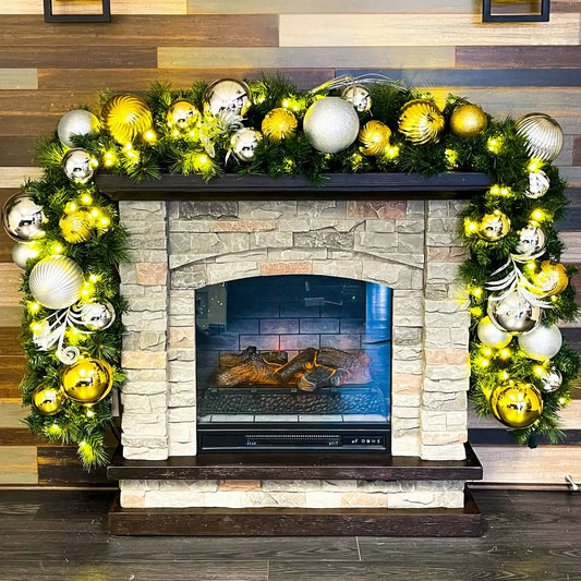 9x14-Pre-Decorated-Garland-with-Warm-White-Lights-Gold-Silver-2