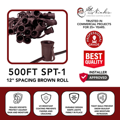 C9-Socket-Spool-Roll-Brown-500FT-12-Spacing-SPT-1-3