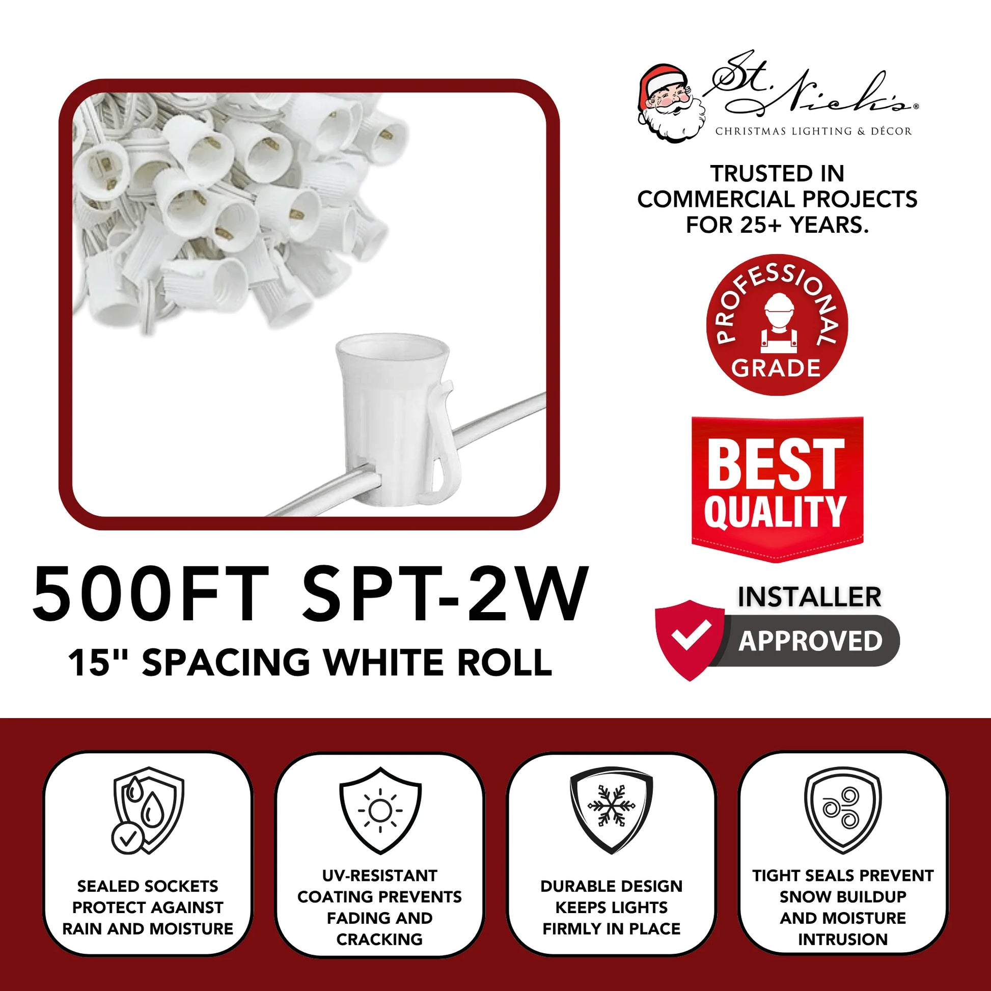C9-Socket-Spool-Roll-White-500FT-15-Spacing-SPT-2W-3
