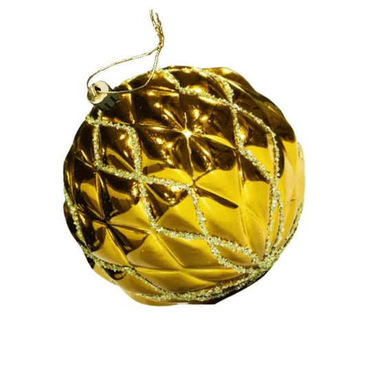 Gold-Ornament-Shiny-with-Glitter-Diamond-Swirl-150MM-1