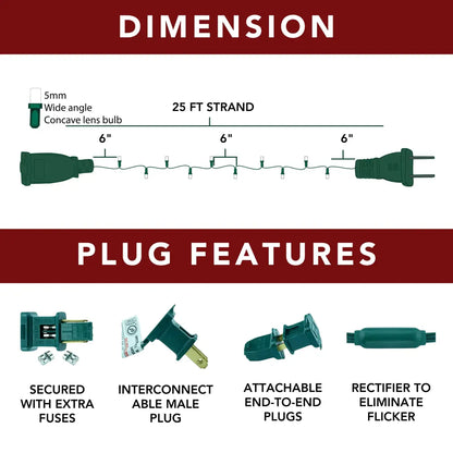 LED-Mini-Lights-5MM-Multicolor-Green-Wire-6-Spacing-5