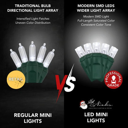 LED-Mini-Lights-5MM-Pure-White-Static-Green-Wire-6-Spacing-6