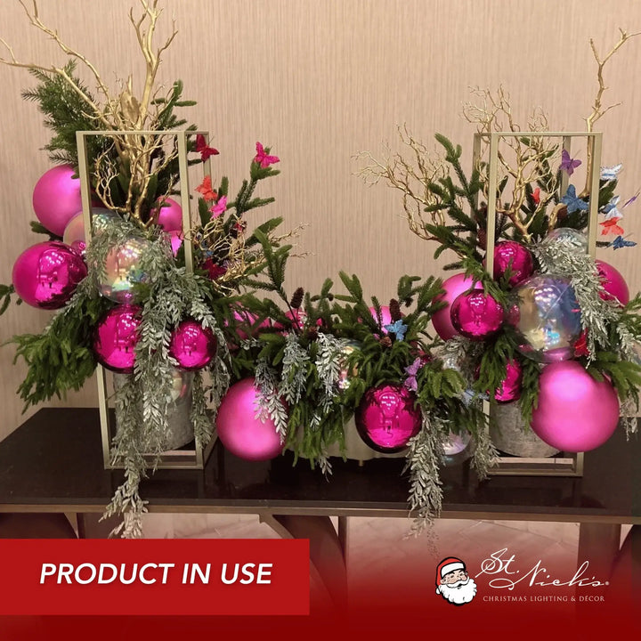 6 inch Raspberry Shiny Ball Commercial Christmas Ornaments | St Nicks ...