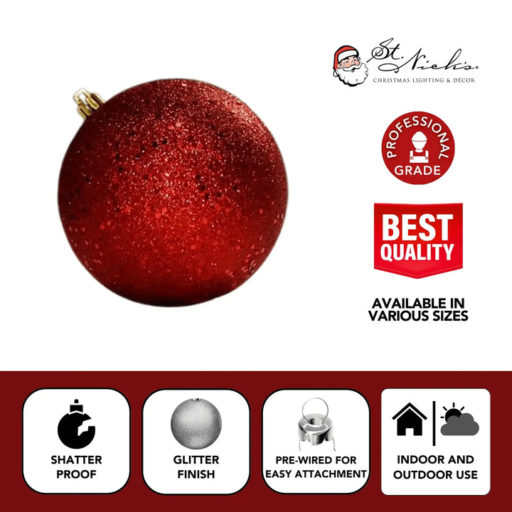 RED GLITTER SEQUIN BALL - St. Nick's Christmas – St. Nicks Christmas ...