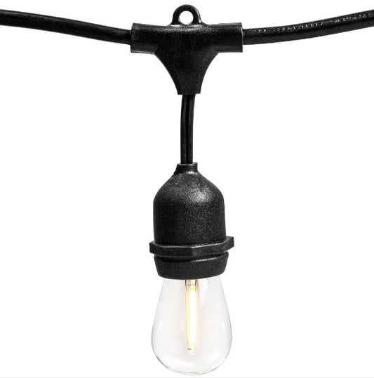 250FT E26 Tivoli Light Stringer w/ 4" Drop - 24" Spacing - Black Wire, No Bulbs