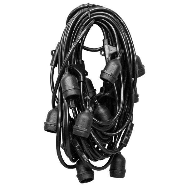 250FT E26 Tivoli Light Stringer w/ 4" Drop - 24" Spacing - Black Wire, No Bulbs
