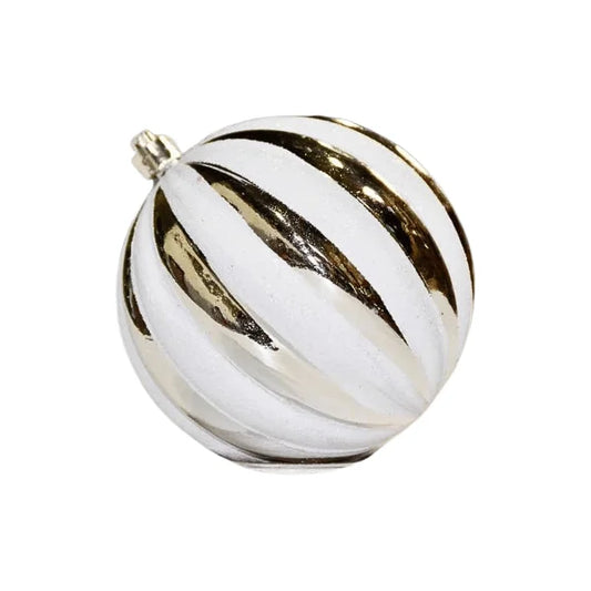 Silver Ornament Shiny Pumpkin With White Glitter Ball