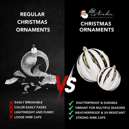 Comparison between regular Christmas ornaments and St. Nick's Christmas ornaments 