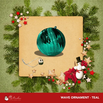 Teal-Ornament-Wave-Shiny-with-Glitter-Sequin-150MM-2