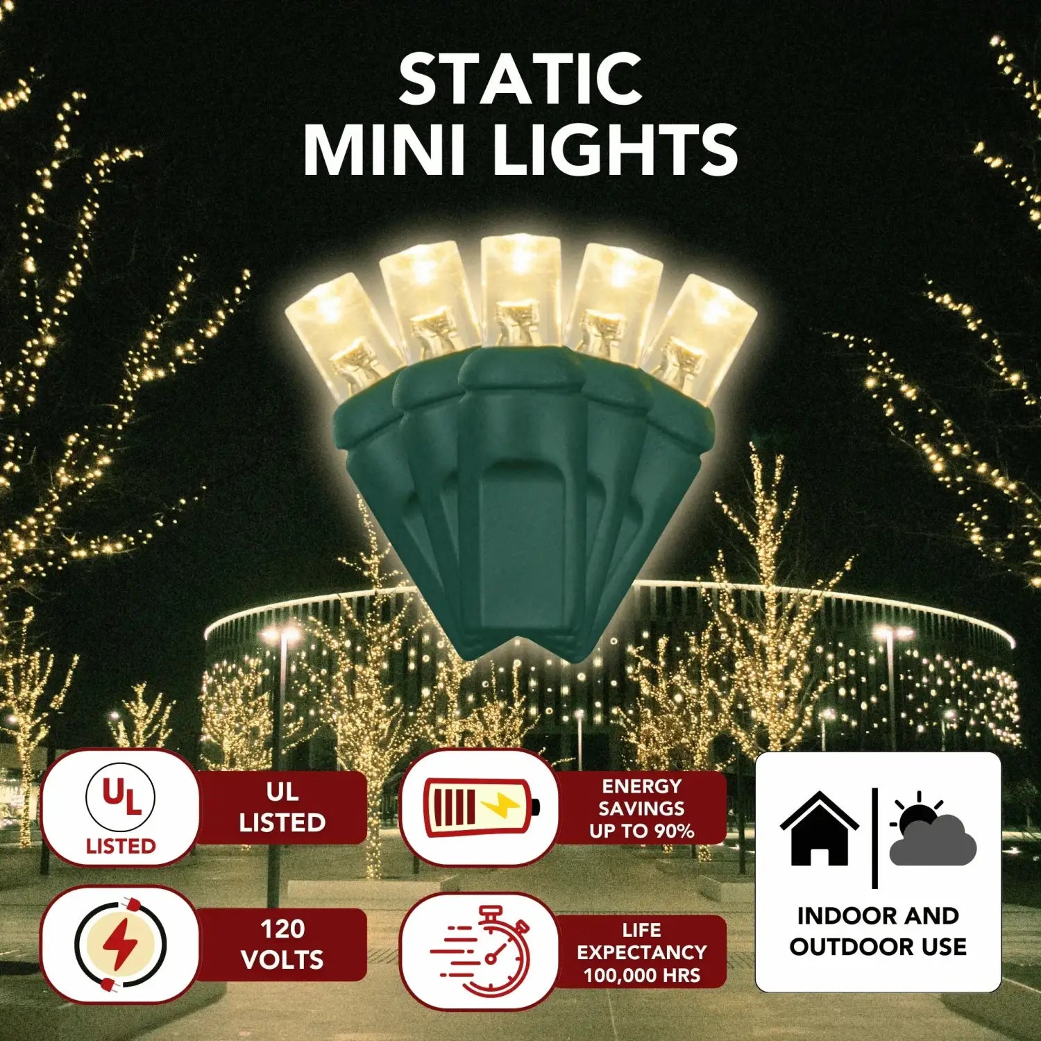 Warm white mini lights for all-season décor including Halloween and Christmas