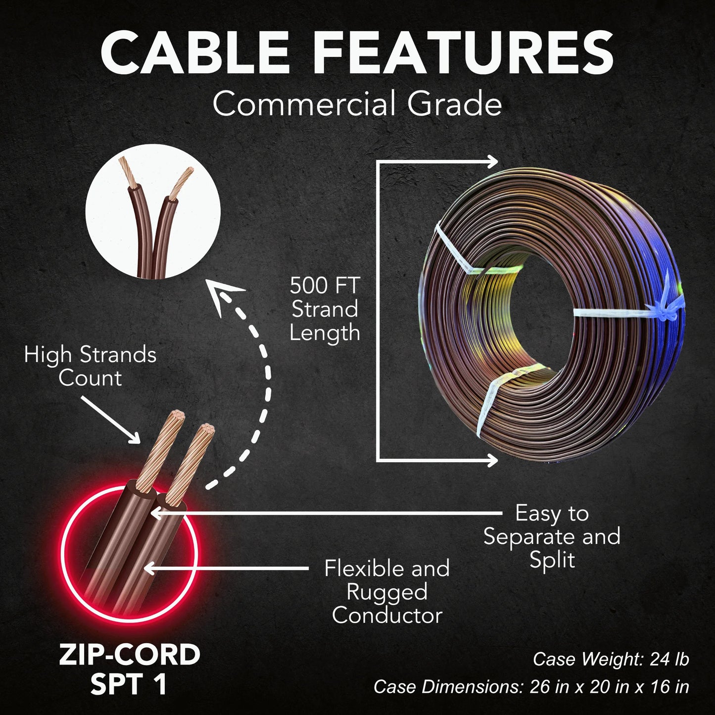 Zip-cord-SPT-1-Cable-Brown-500FT-5