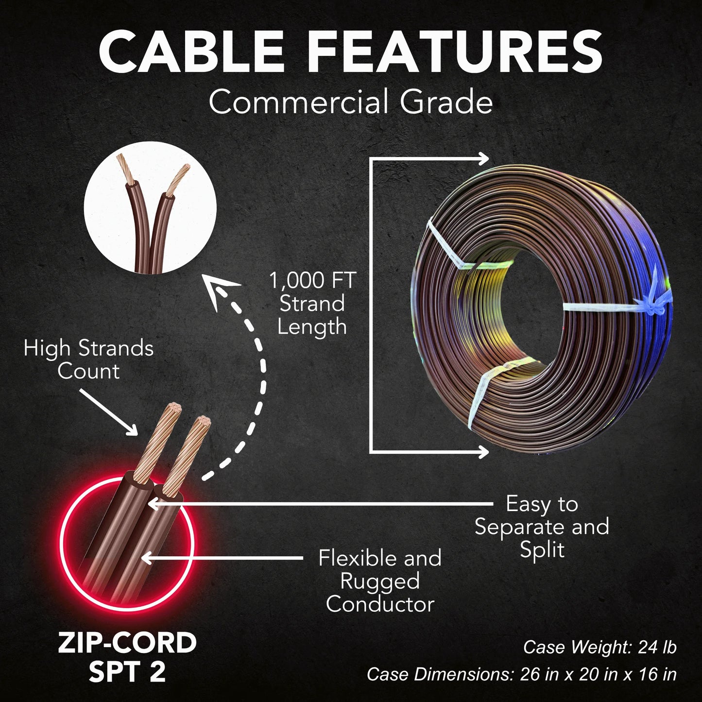 Zip-cord-SPT-2-Cable-Brown-1000FT-5