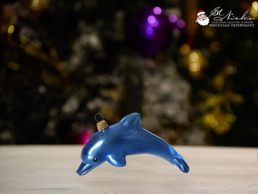blue-shiny-dolphin-christmas-tree-decor-ornament-150mm-st-nicks-CA
