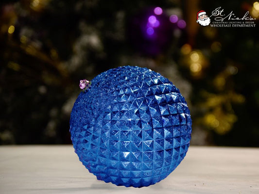 blue-shiny-durian-christmas-tree-decor-ornament-150mm-st-nicks-CA
