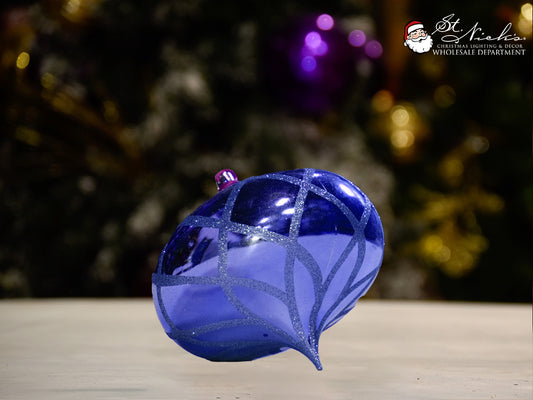 blue-shiny-with-glitter-flower-onion-christmas-tree-decor-ornament-150mm-st-nicks-CA